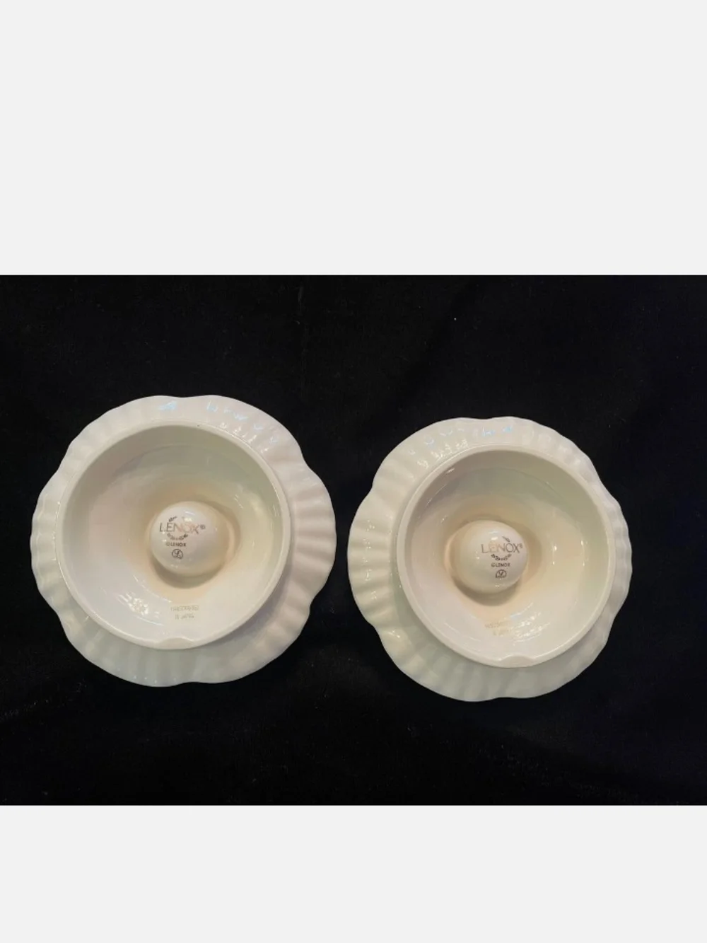 Lenox Cream Ceramic Scalloped Berry Bowls - Pair